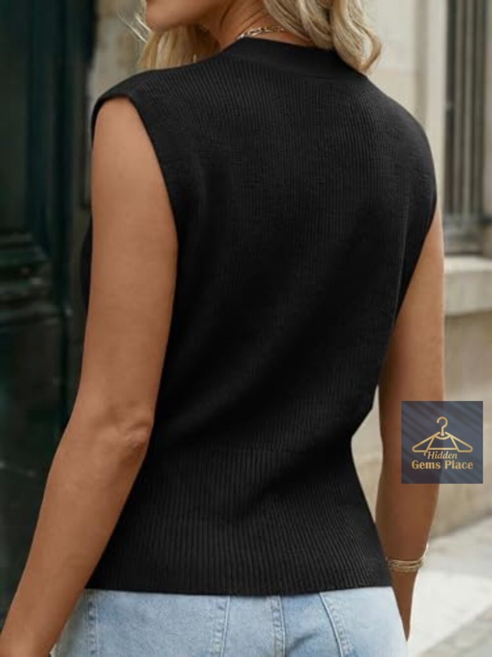 Sweater Vest Tops for Women Sleeveless V-Neck Business Casual - Picture 4 of 6